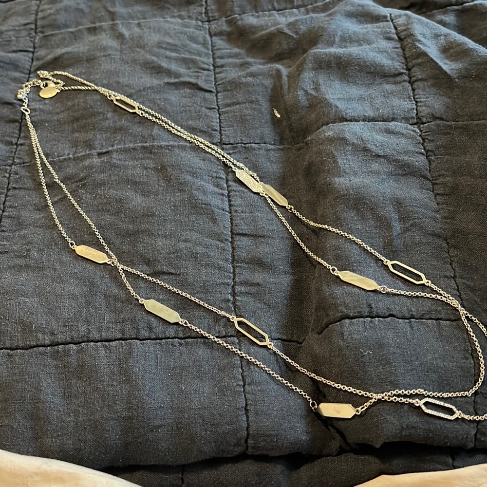 Silver Long Necklace, Double Layered